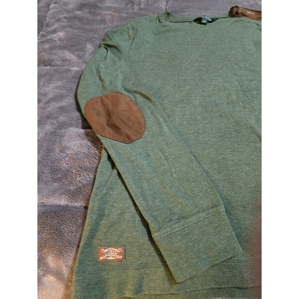 Vintage Ladies Lauren Sz L long Sleeve. Leather‎ Elbows